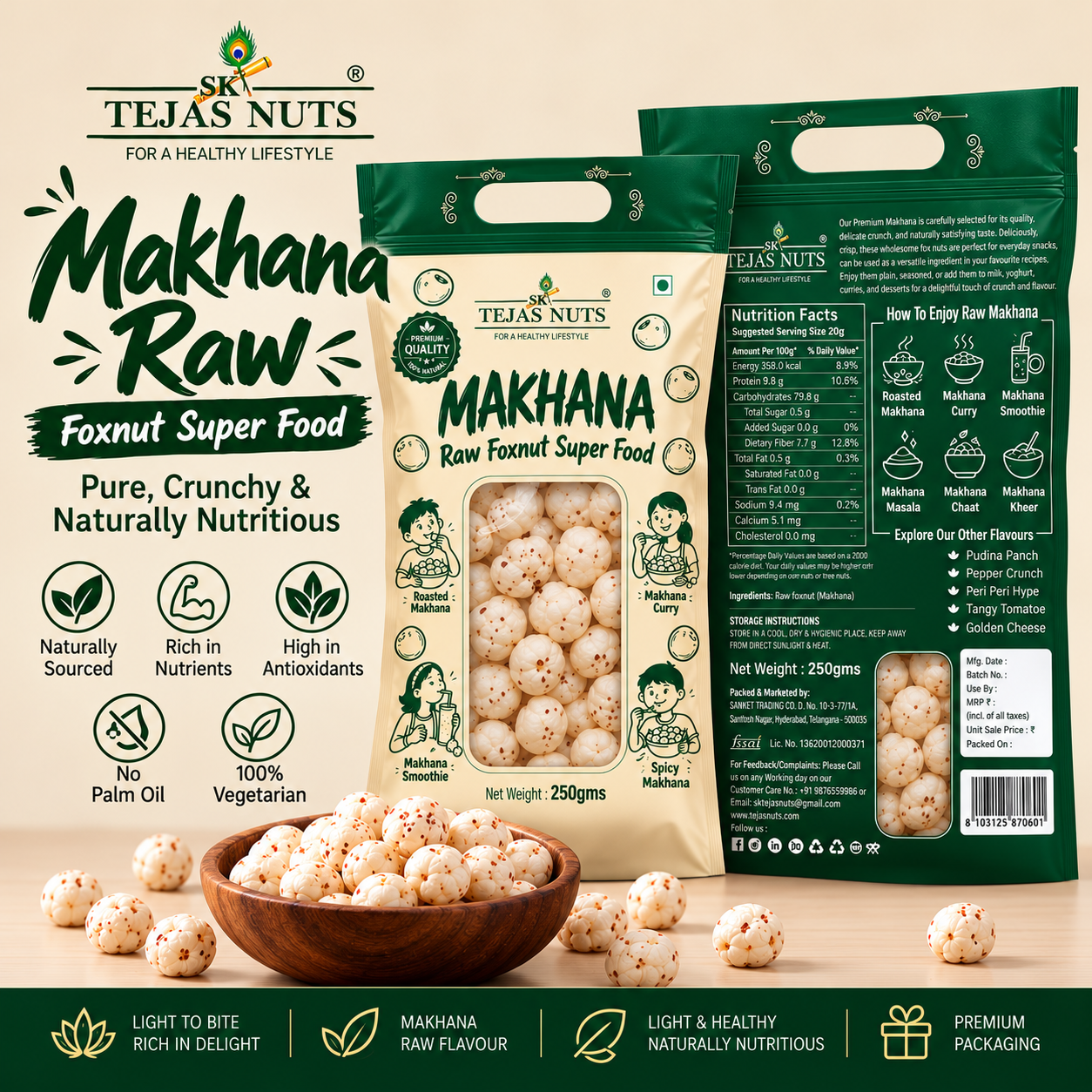 Plain Makhana (250 Grams)